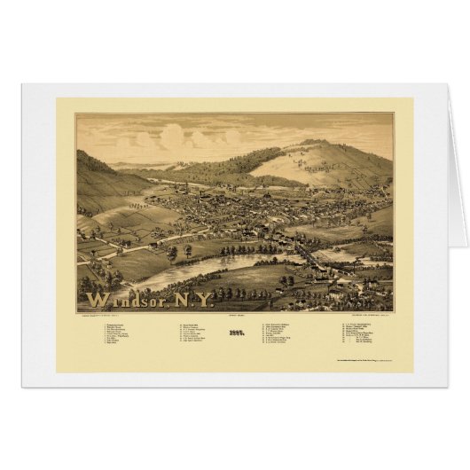 Windsor, NY Panoramic Map - 1887 Cards (Front Horizontal)