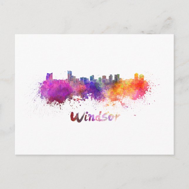 Windsor skyline in watercolor postcard (Front)