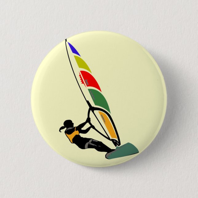 Windsurf with Excitement Pinback Button (Front)