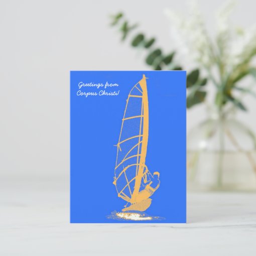 windsurfer, Greetings from Corpus Christi! Postcard Zazzle