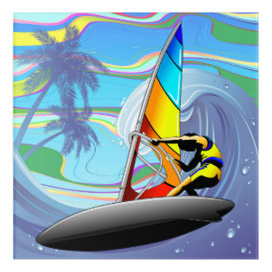 WindSurfer on Big Ocean Waves Acrylic Print