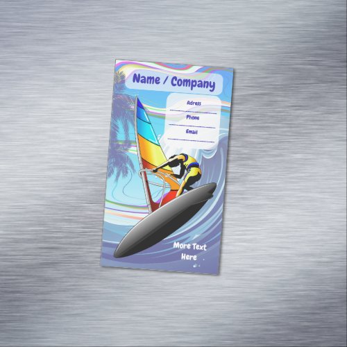 WindSurfer on Big Ocean Waves Business Card Magnet