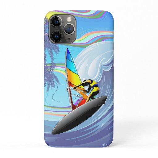 WindSurfer on Big Ocean Waves iPhone 11 Pro Case