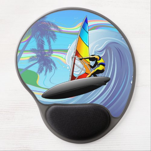 WindSurfer on Big Ocean Waves Gel Mouse Pad