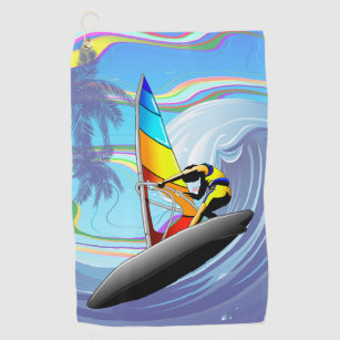 WindSurfer on Big Ocean Waves Golf Towel