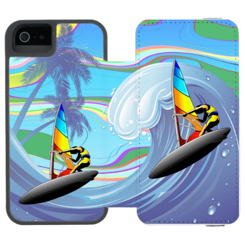 WindSurfer on Big Ocean Waves iPhone SE55s Wallet Case