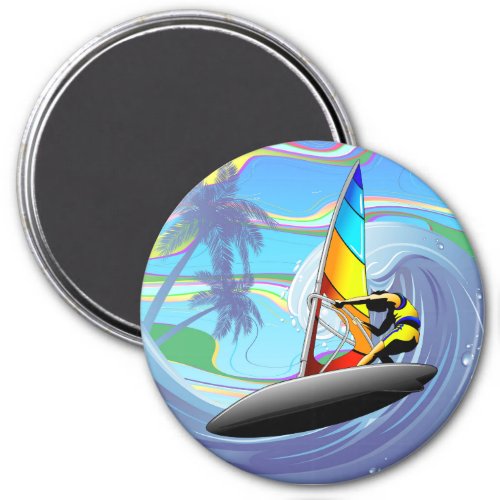 WindSurfer on Big Ocean Waves Magnet