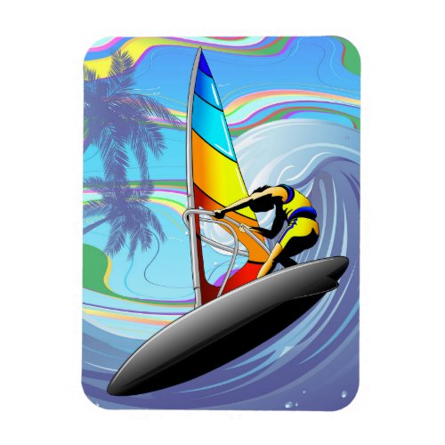 WindSurfer on Big Ocean Waves Magnet