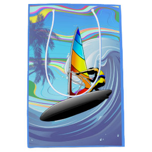 WindSurfer on Big Ocean Waves Medium Gift Bag