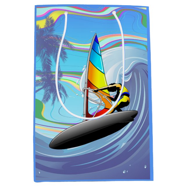 WindSurfer on Big Ocean Waves Medium Gift Bag (Front)
