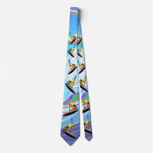 WindSurfer on Big Ocean Waves Neck Tie (Front)