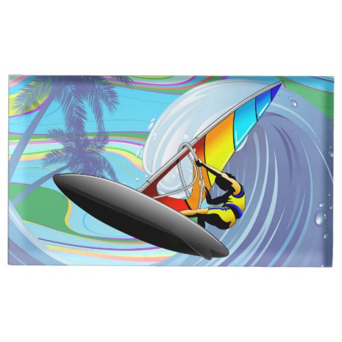 WindSurfer on Big Ocean Waves Place Card Holder