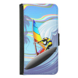WindSurfer on Big Ocean Waves Samsung Galaxy S5 Wallet Case