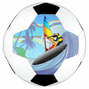 WindSurfer on Big Ocean Waves Soccer Ball