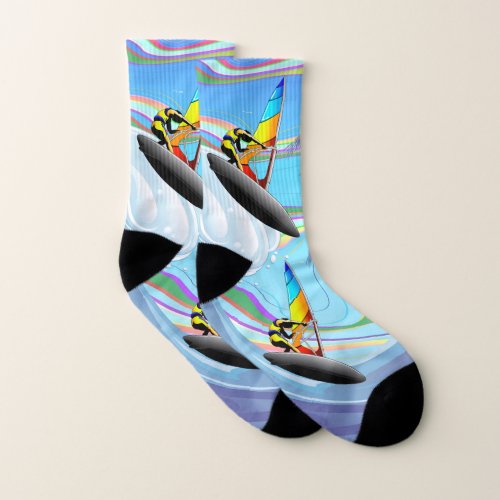 WindSurfer on Big Ocean Waves Socks