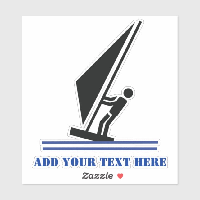 Windsurfer on board black and blue windsurfing sticker (Sheet)