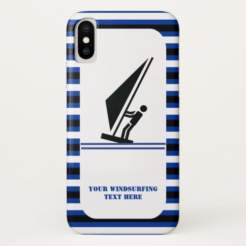 Windsurfer on board black blue stripes windsurfing iPhone x case