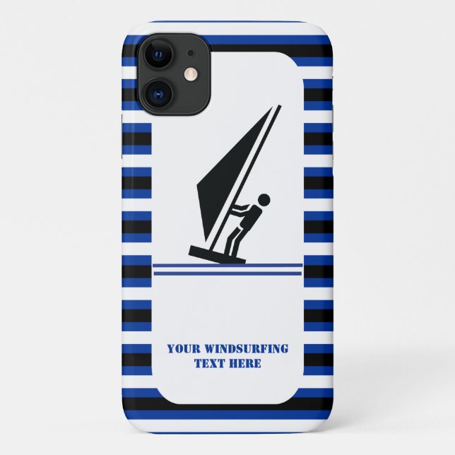 Windsurfer on board black blue stripes windsurfing Case-Mate iPhone case (Back)