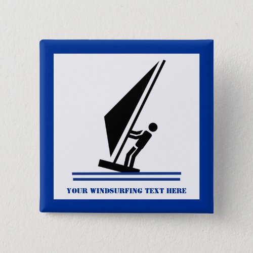 Windsurfer on board black blue windsurfing button
