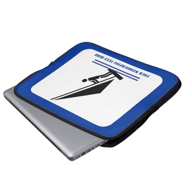 Windsurfer on board black, blue windsurfing custom laptop sleeve (Front Bottom)