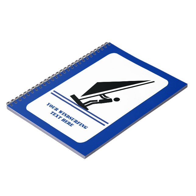 Windsurfer on board black, blue windsurfing custom notebook (Left Side)