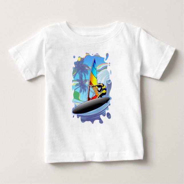 WindSurfer on Ocean Waves Baby T-Shirt (Front)