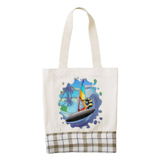 WindSurfer on Ocean Waves Zazzle HEART Tote