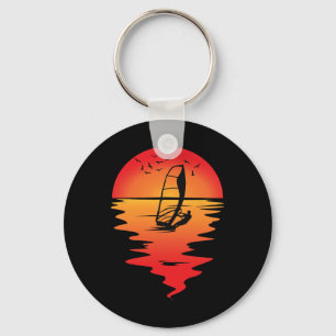 Windsurfer Vintage Romantic Sunrise Sunset Neck Si Keychain