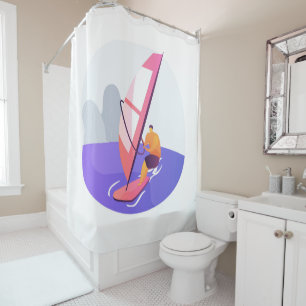 Windsurfer windsurfing shower curtain