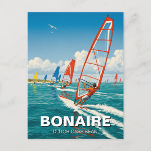 Windsurfers in Bonaire Dutch Caribbean Postcard