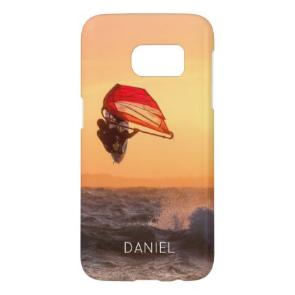 Windsurfing At Sunset Surfer Sailboarding Samsung Galaxy S7 Case