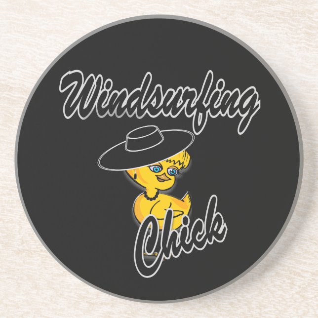 Windsurfing Chick #4 Sandstone Coaster (Front)