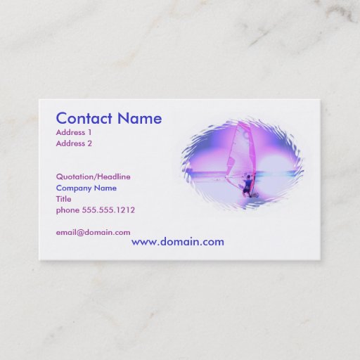 Customizable Windsurfing Color Business Card
