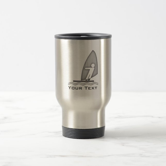 Windsurfing; Metal-look Travel Mug (Center)