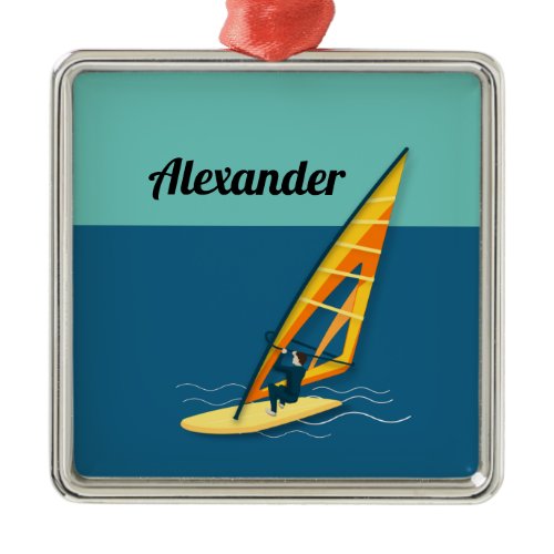 Windsurfing Metal Ornament