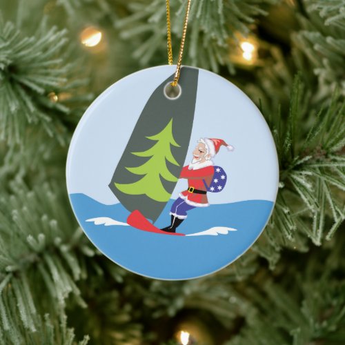 Windsurfing Santa Ornament