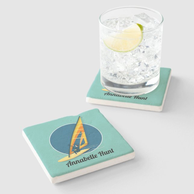 Windsurfing Stone Coaster (Side)