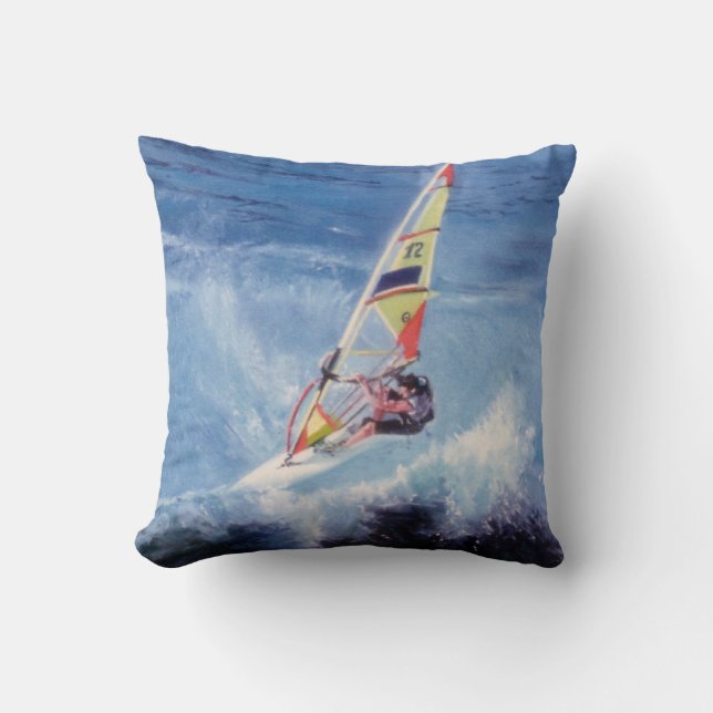 Windsurfing Throw Pillow (Front)