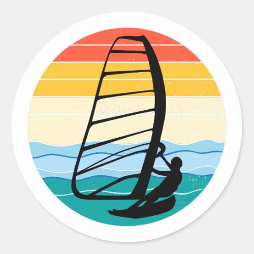 Windsurfing Windsurf Windsurfer Surf Water Sport Classic Round Sticker