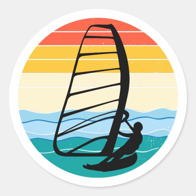 Windsurfing Windsurf Windsurfer Surf Water Sport Classic Round Sticker (Front)