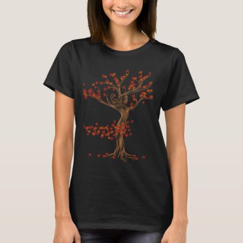 Windswept Autumn Artistic Tree Spirit Dryad Druid T_Shirt