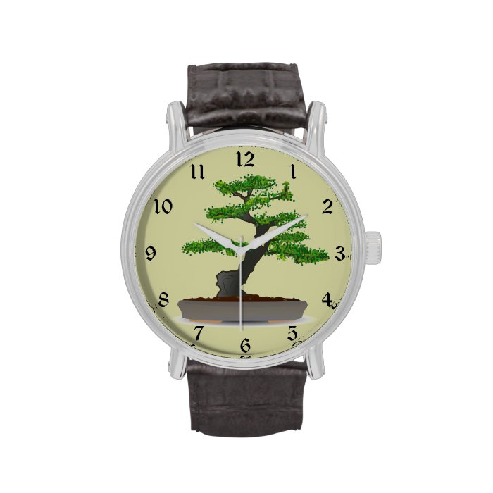 Windswept Bonsai In Pot Miniature Tree Wrist Watches