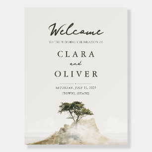 Windswept Cypress Tree Coast Wedding Welcome Sign