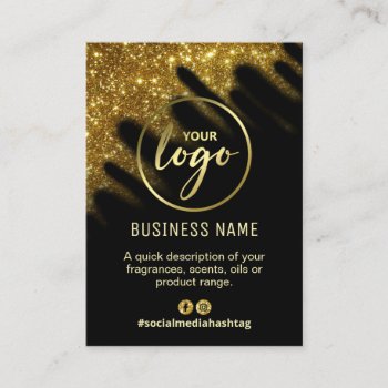 Windswept Glitter Black And Gold Fragrance List Business Card by AllysDesigns at Zazzle