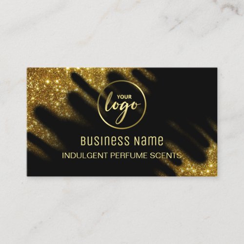 Windswept Glitter Black And Gold Perfume Business Card