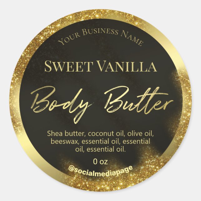Windswept Glitter Black Gold Body Butter Labels (Front)