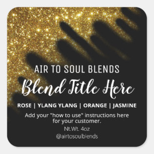 Windswept Glitter Gold Essential Oil Blend Labels