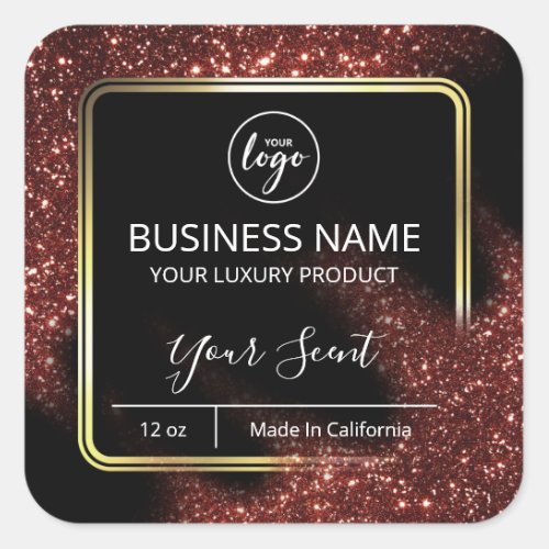 Windswept Glitter Red Black Gold Candle Labels