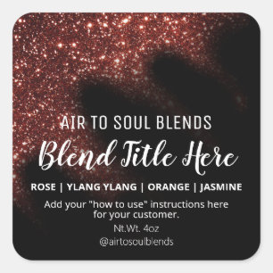 Windswept Glitter Red Essential Oil Blend Labels