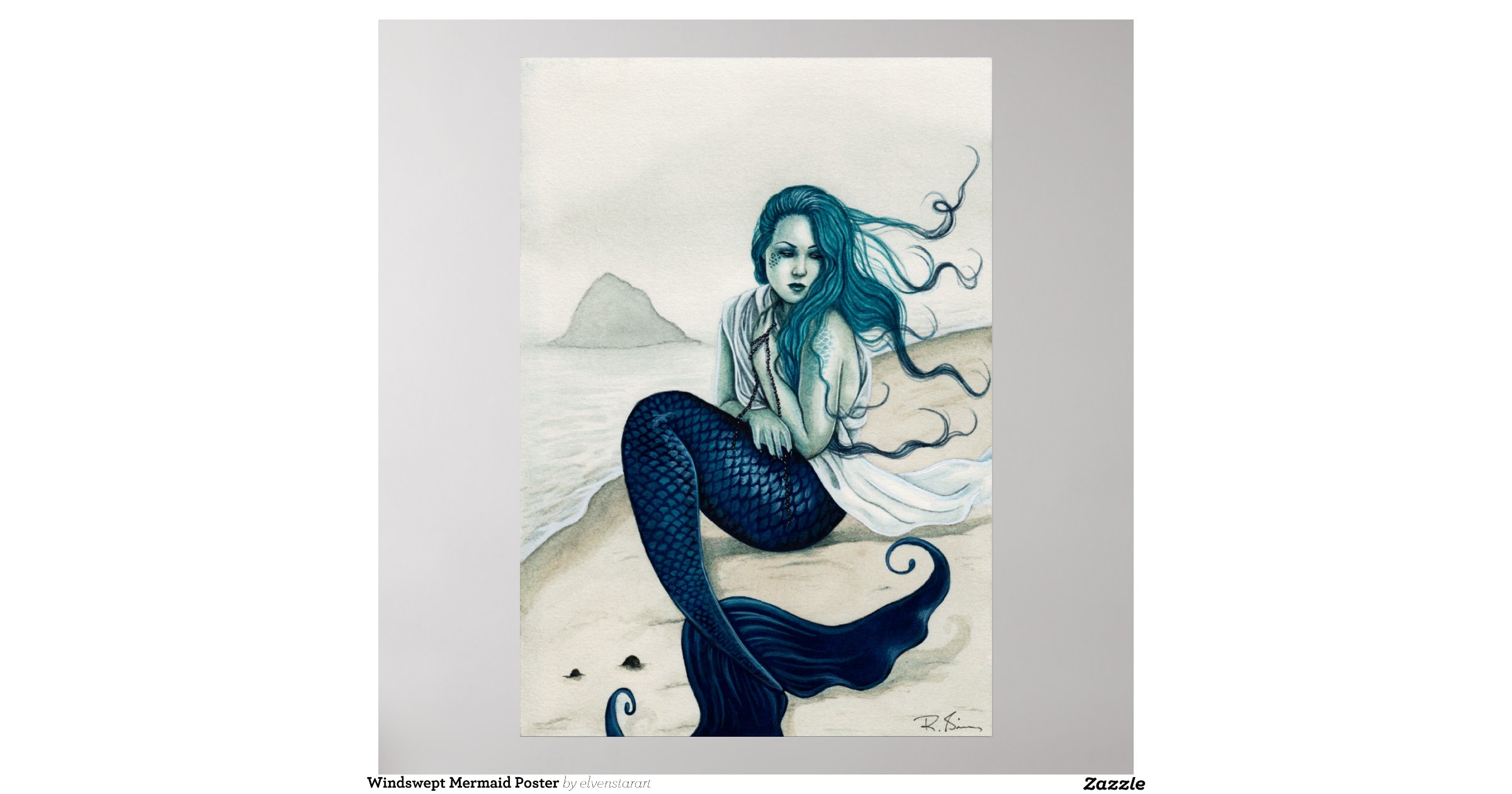 Windswept Mermaid Poster | Zazzle
